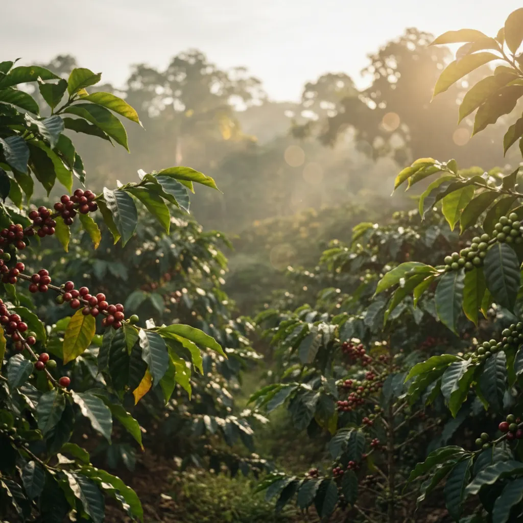 Lush Indonesian coffee plantation